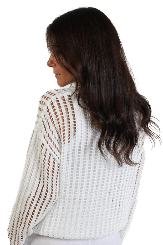 Ivory Crochet Crewneck Sweater