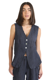 Navy Linen Vest