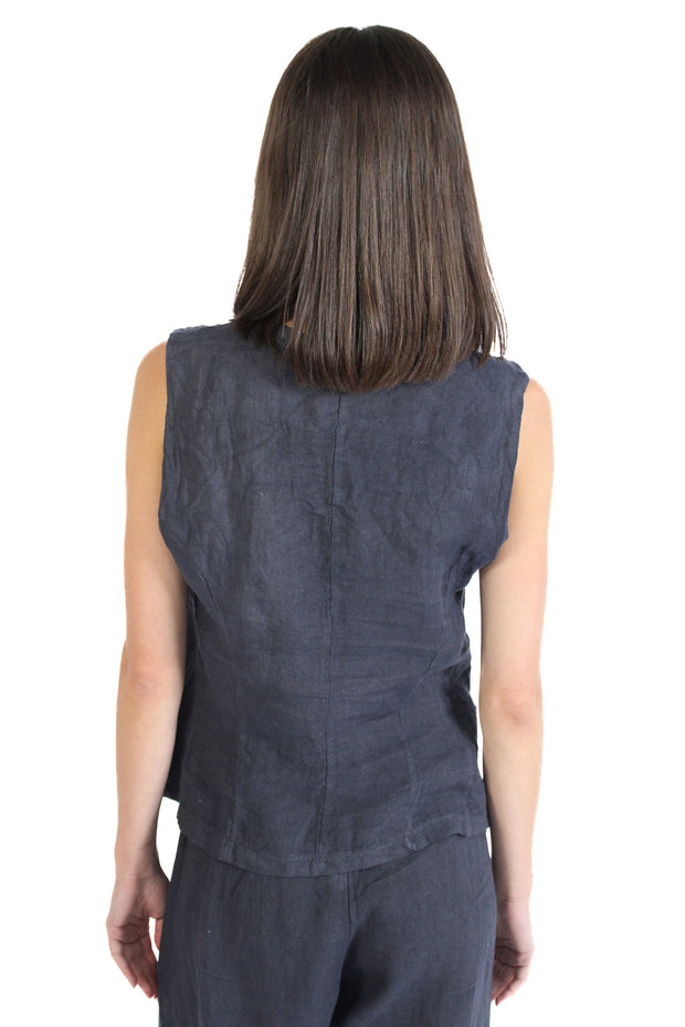 Navy Linen Vest