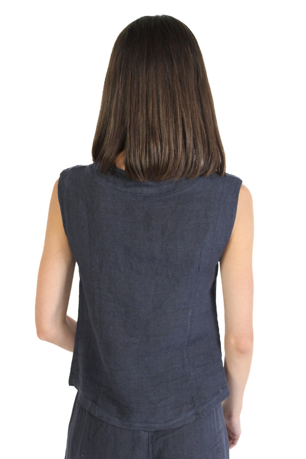 Navy Marine Linen Vest