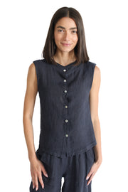 Navy Marine Linen Vest