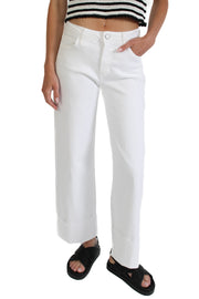 Scissor Cut White Cuffed Jeans