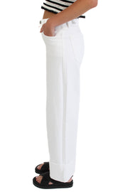 Scissor Cut White Cuffed Jeans