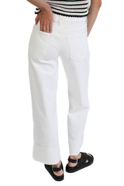 Scissor Cut White Cuffed Jeans