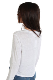 Kara White Linen Long Sleeve