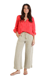 Coral Scallop Hem Blouse