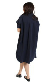 Navy Cotton Shirt Dress