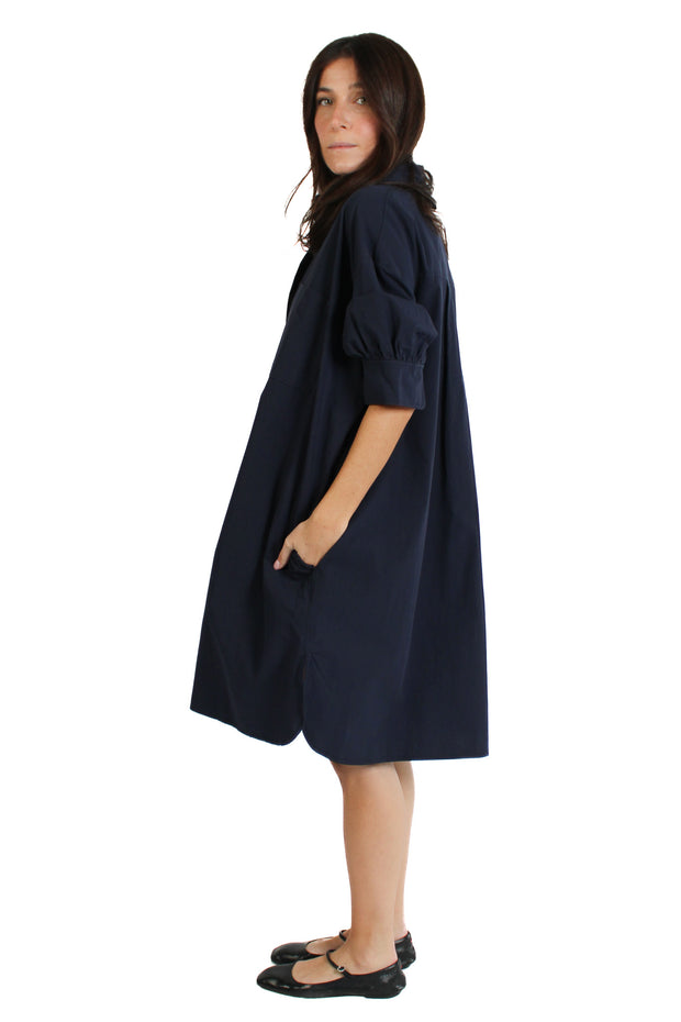 Navy Cotton Shirt Dress