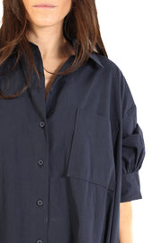 Navy Cotton Shirt Dress