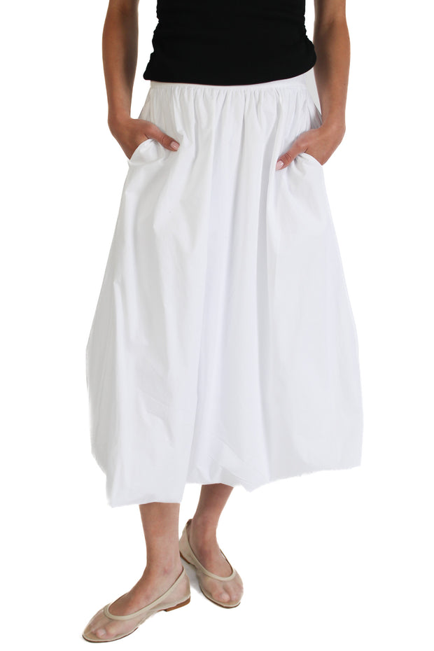 White Midi Balloon Skirt