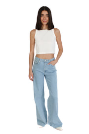 White Cropped Tank
