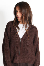 Brown Joni Double V-neck Cardigan