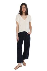 Amber Chalk Linen V-neck