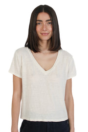 Amber Chalk Linen V-neck
