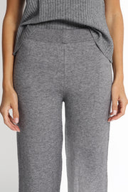 Grey Melange Knit Ankle Pant