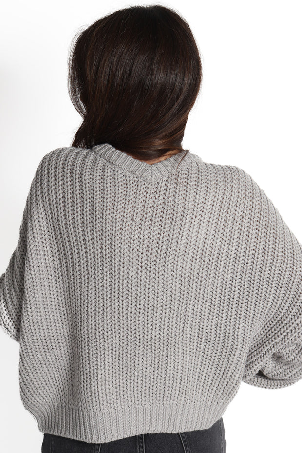 Grey Joni Double V-neck Cardigan