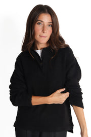 Black Ashanti Long Sleeve Polo Sweater