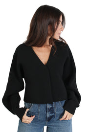 Black Ribbed Cardigan