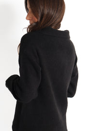 Black Ashanti Long Sleeve Polo Sweater