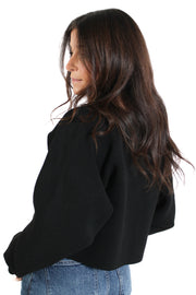 Black Ribbed Cardigan