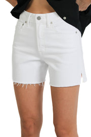 HR  White Side Slit Denim Shorts