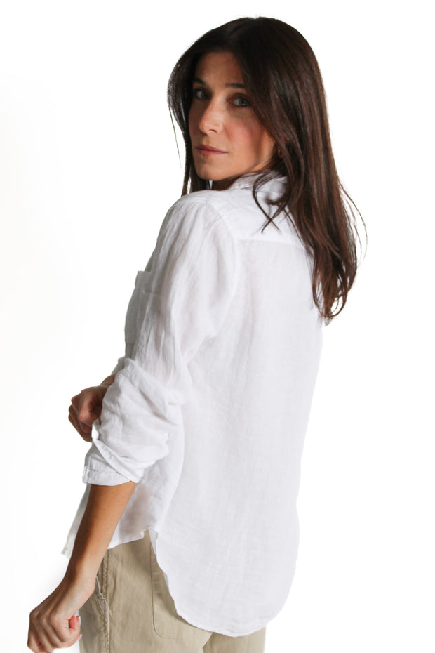 White Natalia Woven Linen Shirt