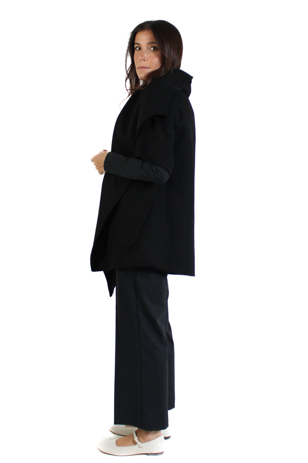 Black Penelope Wool Cape Coat