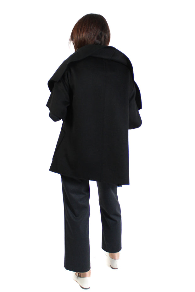 Black Penelope Wool Cape Coat