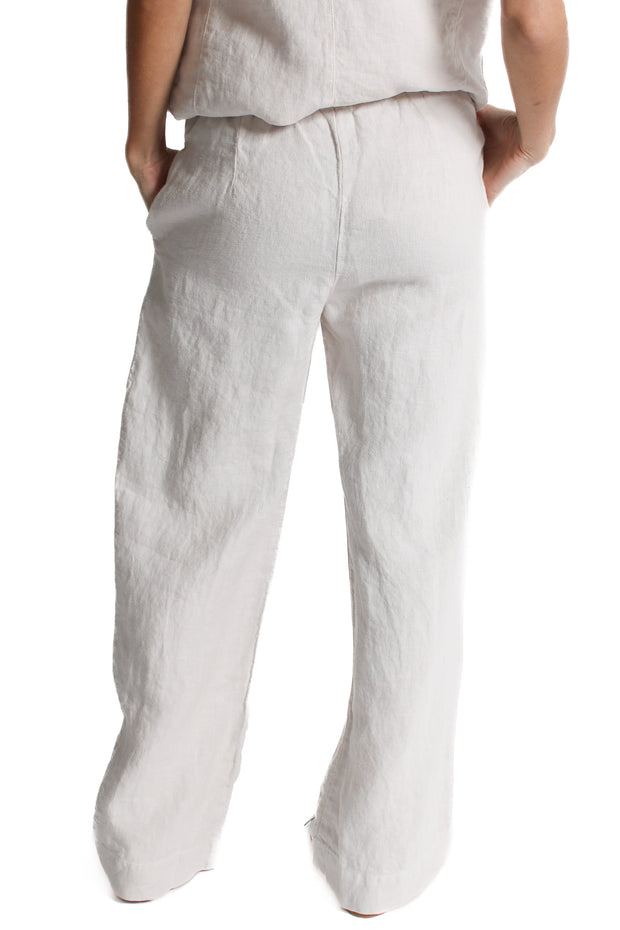 Gwyneth Bisque Heavy Linen Wide Leg Pant