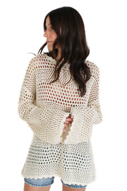 Crochet Natural Bell Sleeve Top