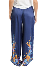 Blue Printed Wide Leg Pants