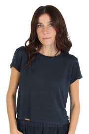 Navy Casey Linen Knit T-shirt
