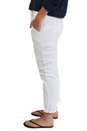 Crinkle White Jogger with Patch Pockets