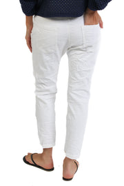 Crinkle White Jogger with Patch Pockets