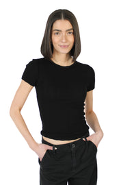 Enati Black Pointelle Top