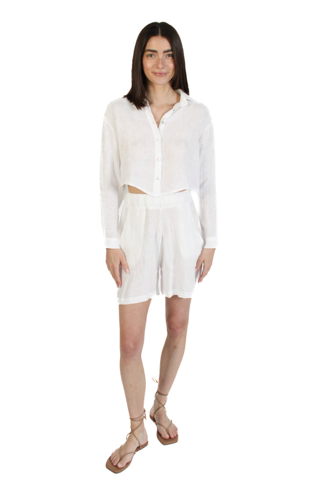White Loose Linen Shorts