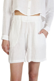 White Loose Linen Shorts