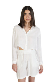 White Loose Linen Shorts