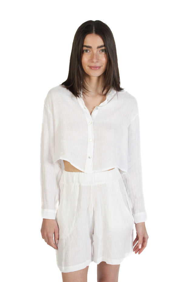 White Loose Linen Shorts