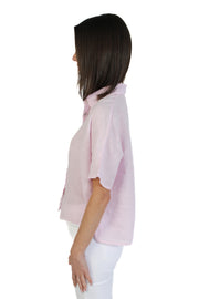 Lilac Short Sleeve Linen Blouse