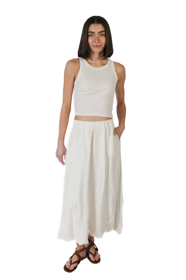 Rachelle Chalk Linen Skirt