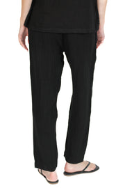 Black Linen Barrel Pant