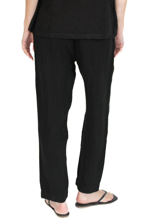 Black Linen Barrel Pant