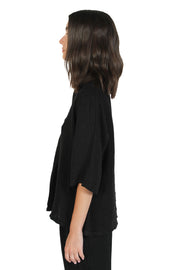 Black Linen Pull Over Blouse
