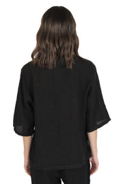 Black Linen Pull Over Blouse