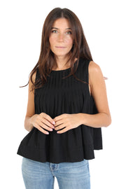 Black Pleated Peplum Top