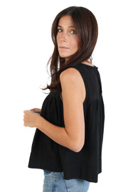 Black Pleated Peplum Top