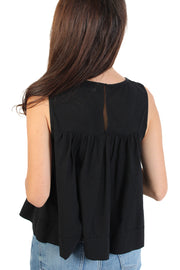 Black Pleated Peplum Top