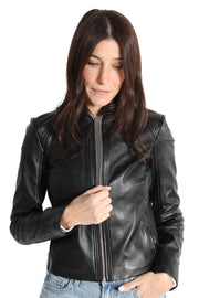 Hira Black Fitted Leather Jacket