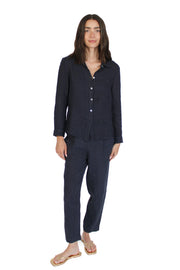 Navy Linen Blouse